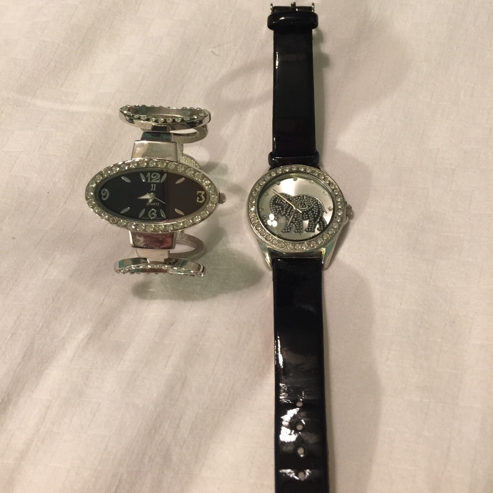 Two black and silver watches