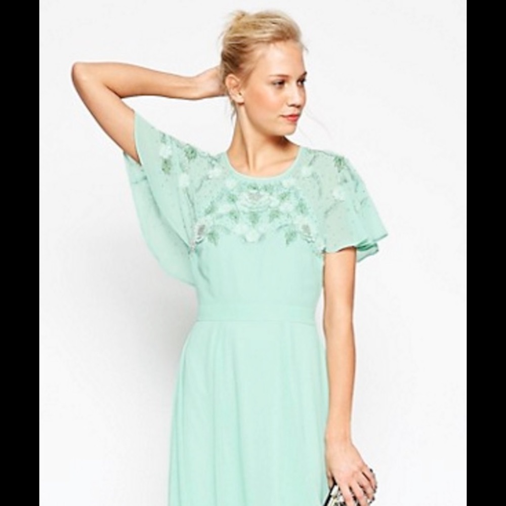 ASOS Embellished Flutter Sleeve Maxi Dress