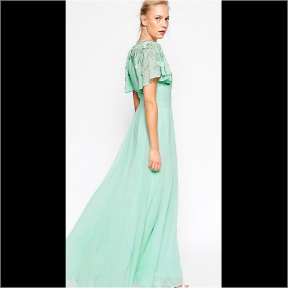 ASOS Embellished Flutter Sleeve Maxi Dress - Picture 2 of 4