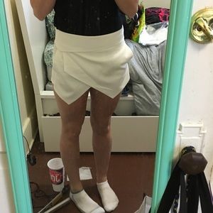 Asymmetrical White Shorts (Skort)