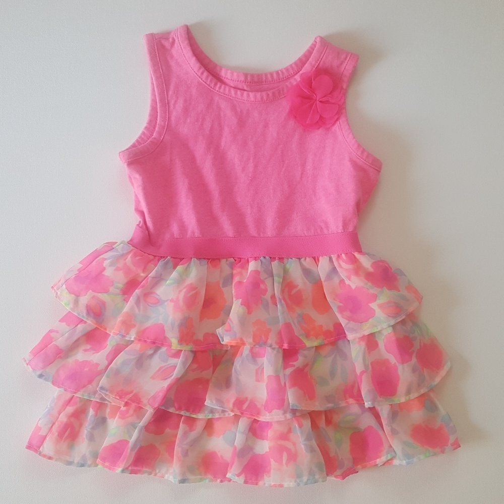 💲6 Pink Floral Ruffle Dress 18-24 Months