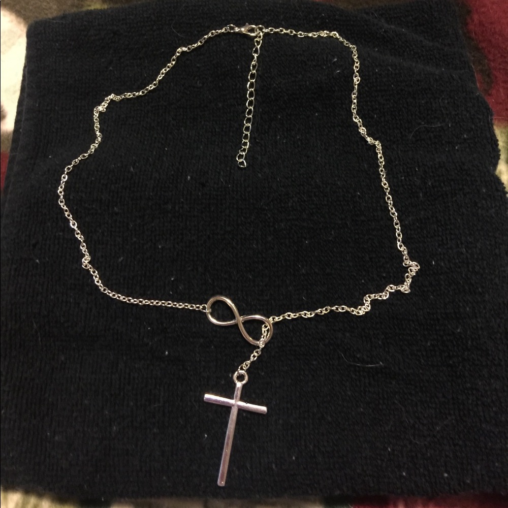 Infinity necklace with adjustable clasp.