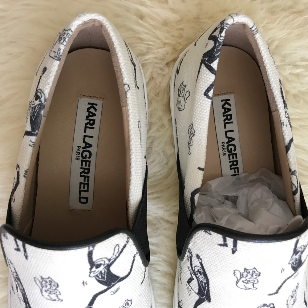 Karl Lagerfeld Printed Canvas Slip On Sneakers - Picture 2 of 3