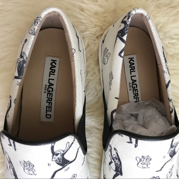 Karl Lagerfeld Printed Canvas Slip On Sneakers - Picture 2 of 3