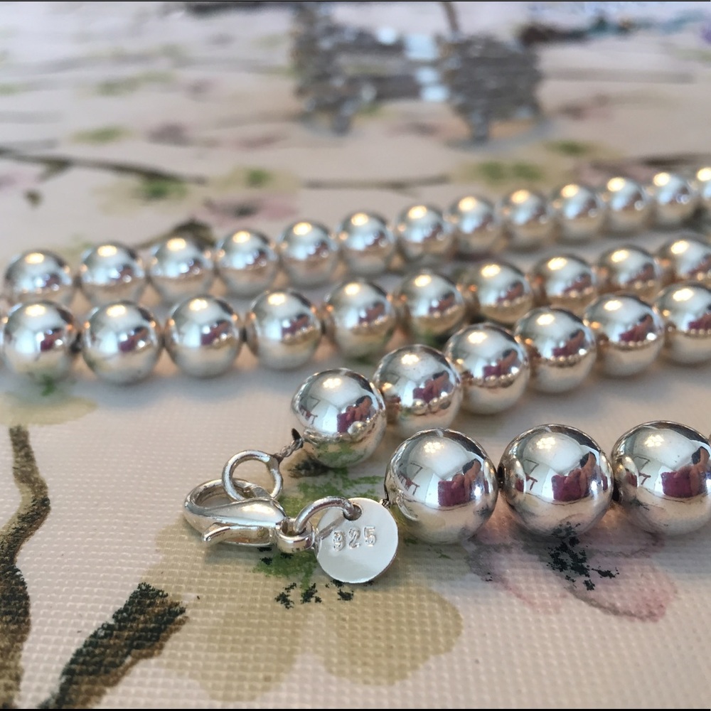 Silver ball set--necklace and bracelet