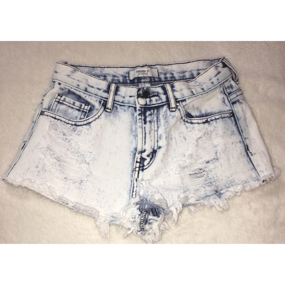 Distressed Light Wash Ripped Denim Cutoffs