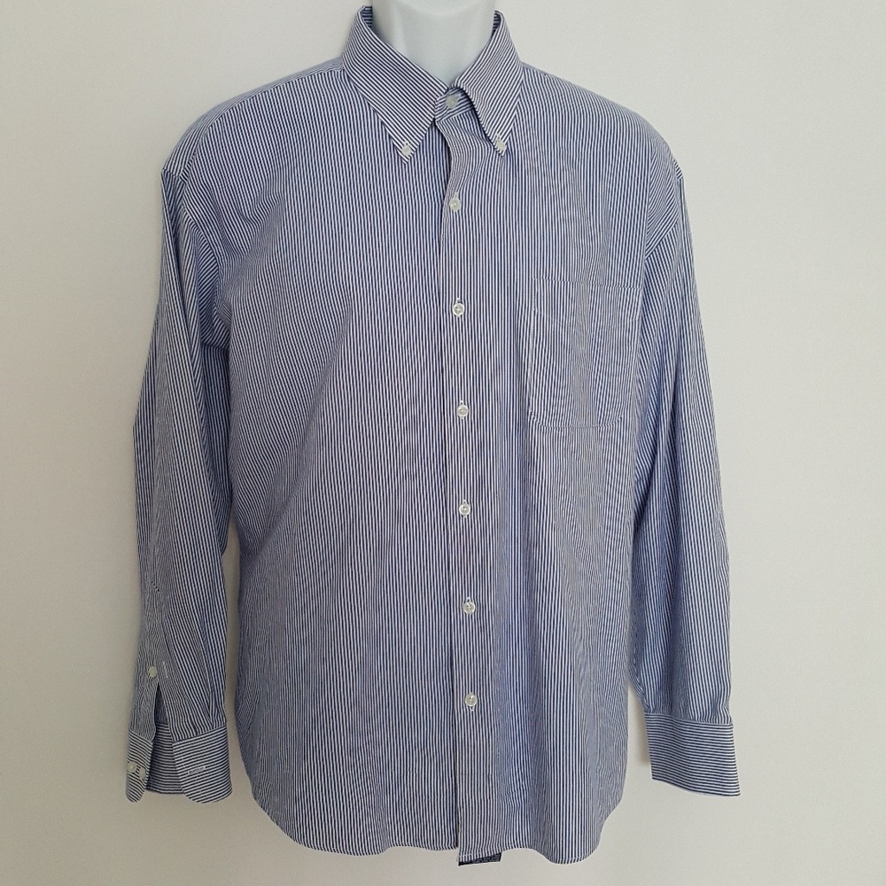 John Ashford White Blue/White Mens Shirt Size XXL