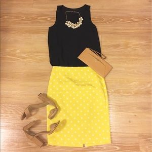 ANN TAYLOR: bright and fun yellow polka dot skirt