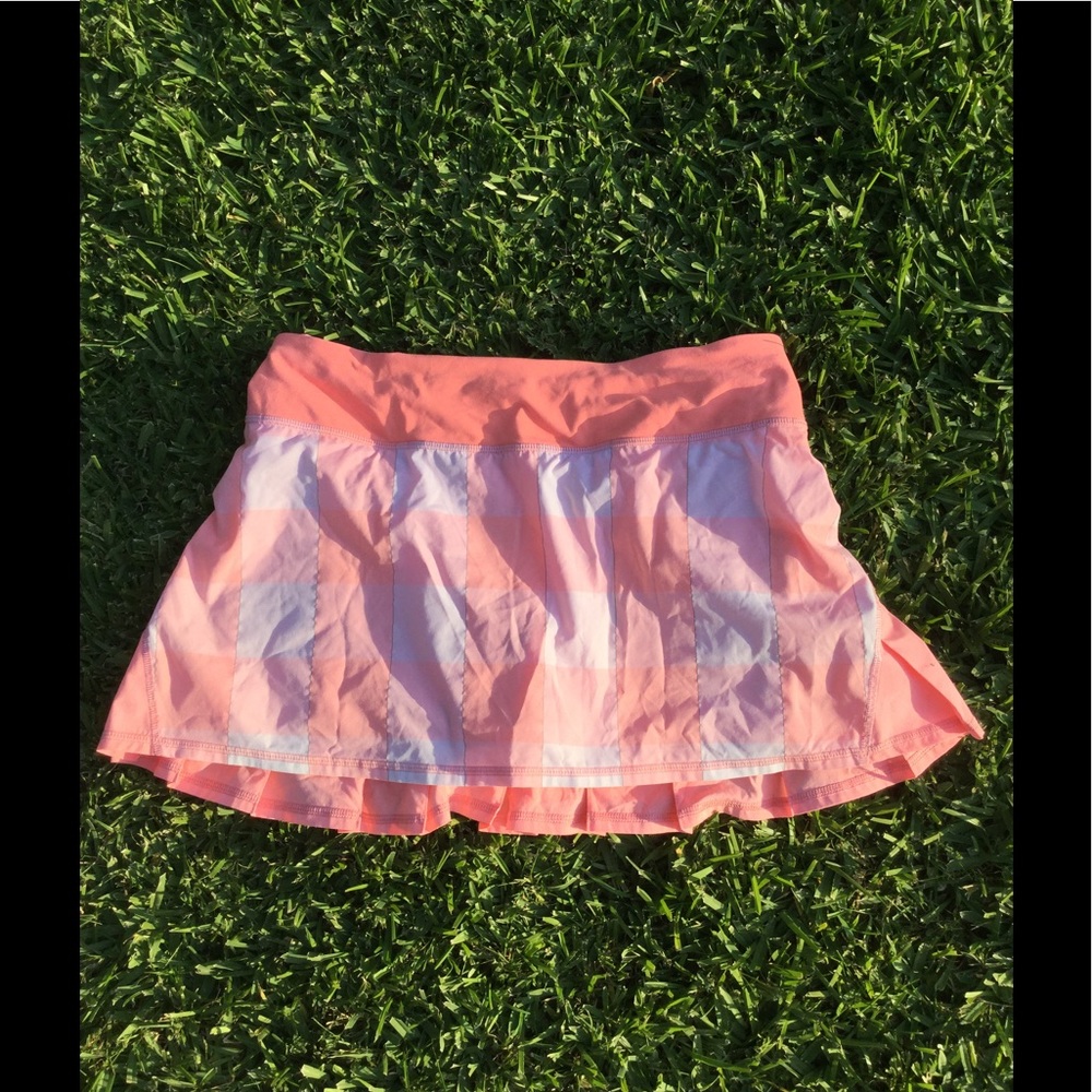 Pink, white and gray Lulu runner skirt