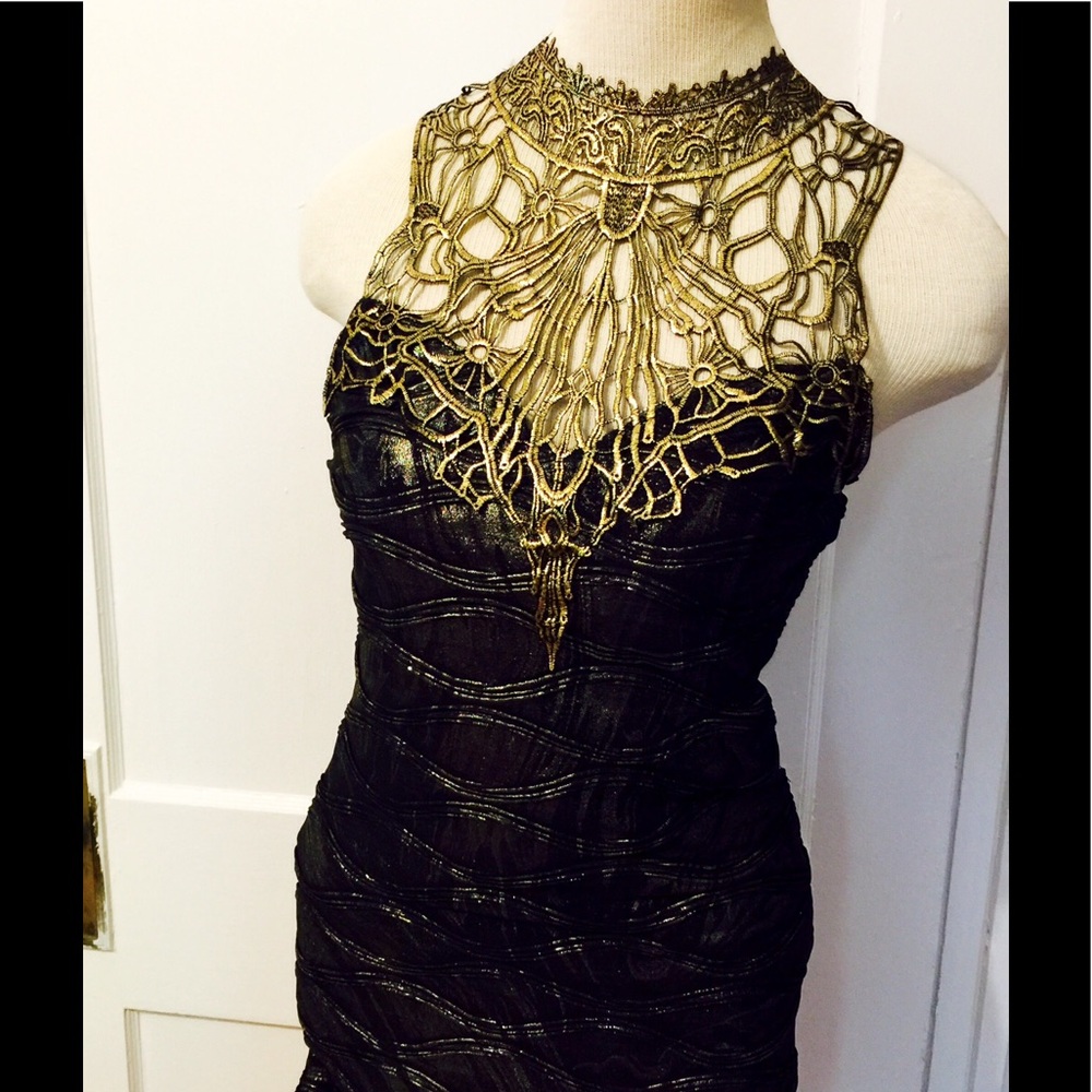 Freesia choker high neck lace bodycon dress