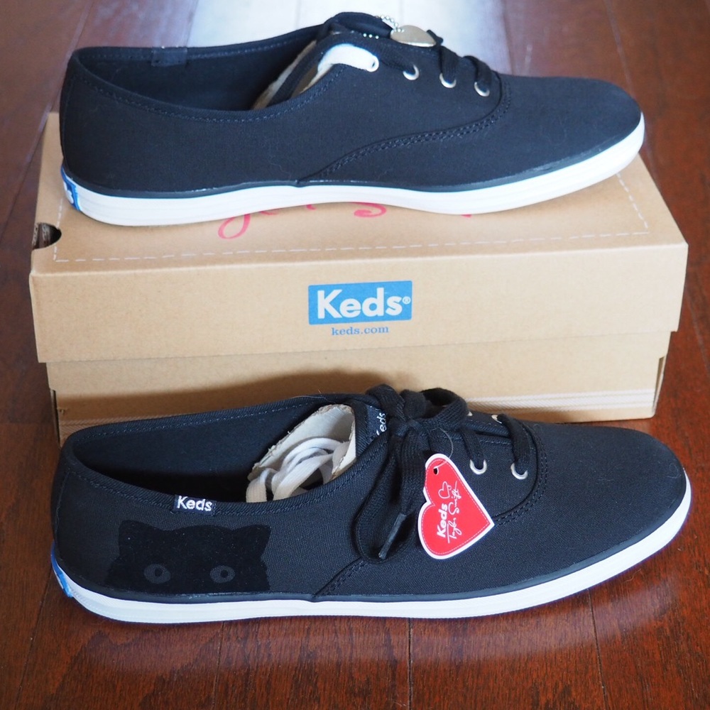 Black Keds with Black Cat Decoration