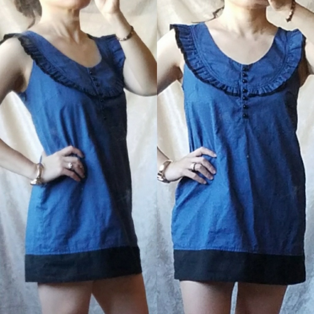 Kensie Girl Retro Ruffle Bib Mini Dress Tunic, XS - Picture 6 of 6