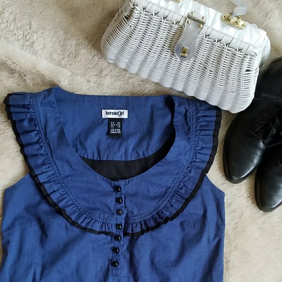 Kensie Girl Retro Ruffle Bib Mini Dress Tunic, XS - Picture 5 of 6