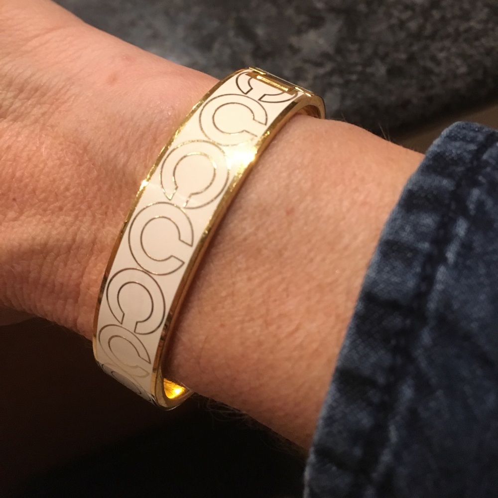 Coach Signature Bangle Bracelet with Gold Clasp