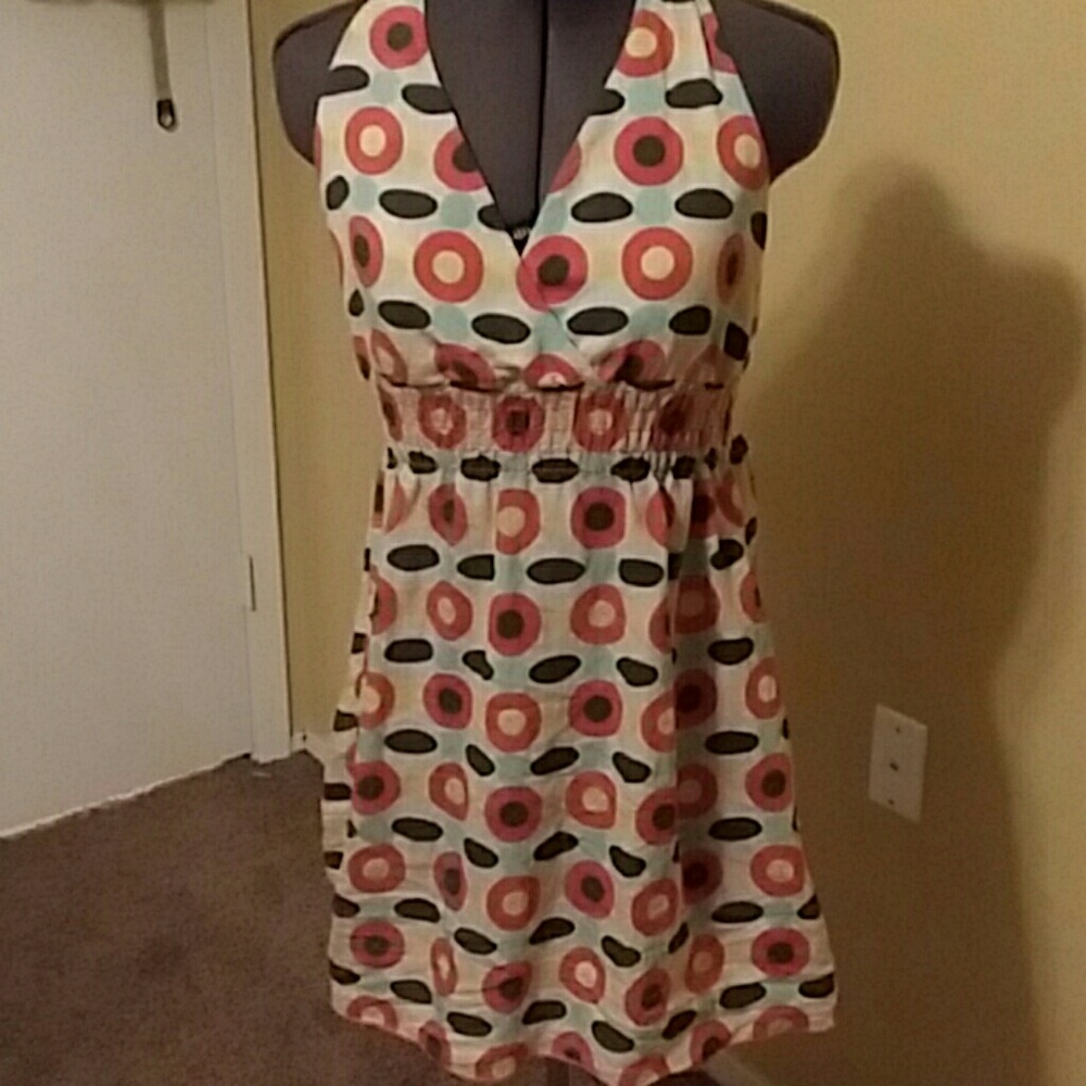 Tie back halter mini dress