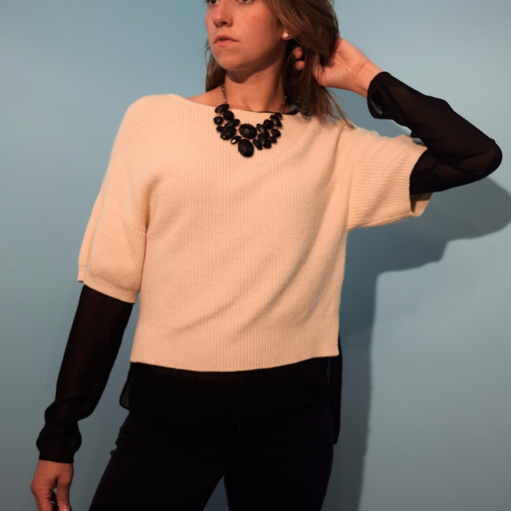 ROBBI&NIKKI Mesh Sleeve Sweater