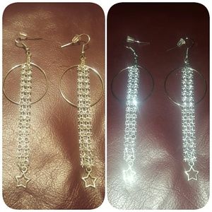 Hand crafted small hoops with dangling rhinestones