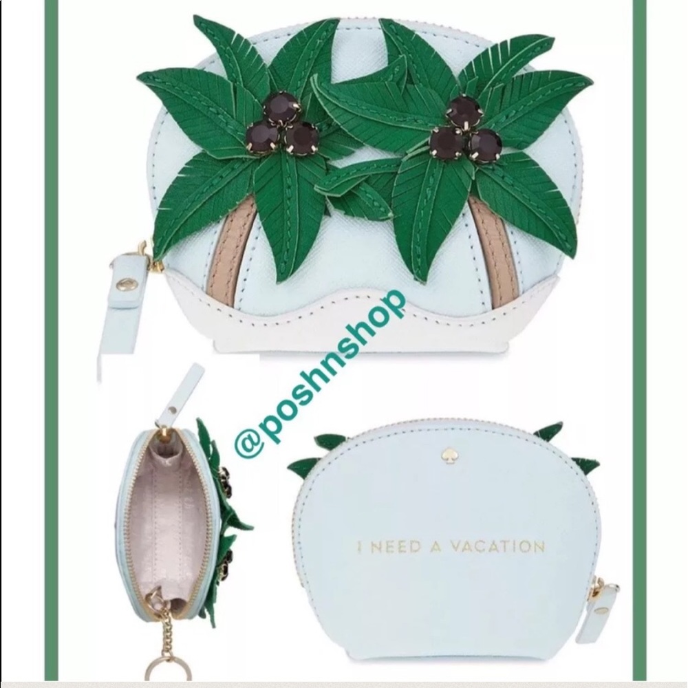 KATE SPADE PALM TREE COIN/KEY FOB PURSE NWT. - Picture 5 of 8