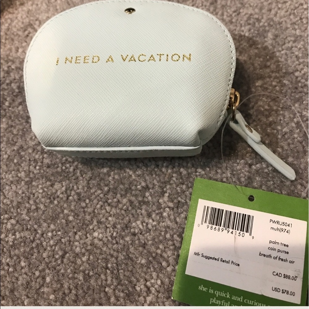 KATE SPADE PALM TREE COIN/KEY FOB PURSE NWT. - Picture 7 of 8