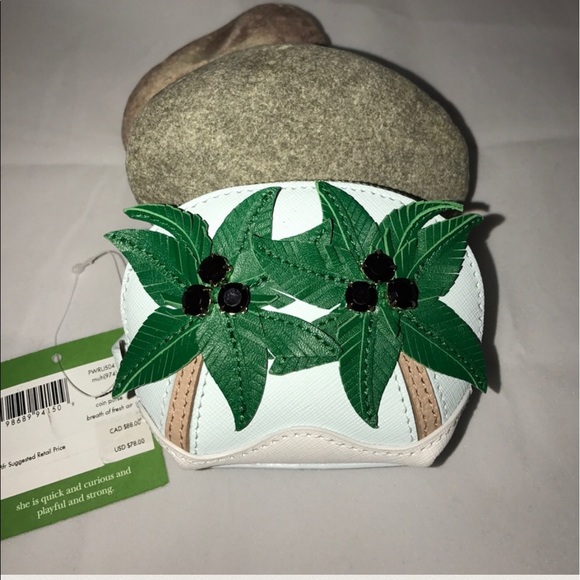 KATE SPADE PALM TREE COIN/KEY FOB PURSE NWT. - Picture 2 of 8