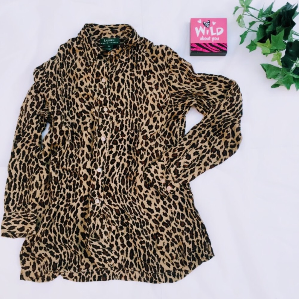 #A105 Ralph Lauren Cheetah Print Sheer Blouse