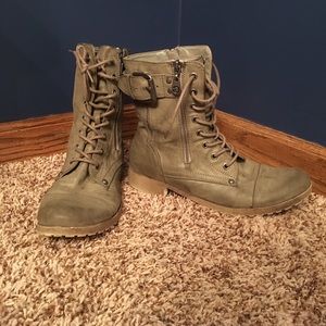 Grey Combat Boots