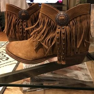 Sam Edelman Suede Fringe Western Boots