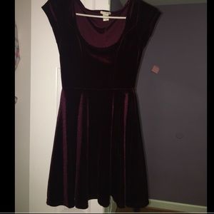 dark burgundy velvet skater dress
