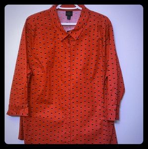 Womens Plus Size 2X Long Sleeved Button Down Shirt