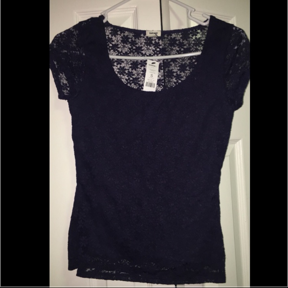 navy blue lace top (NWT)