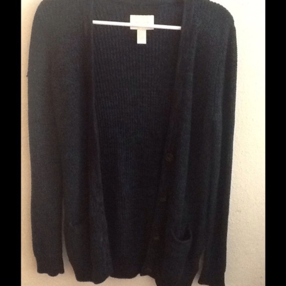 Black/green marled cardigan