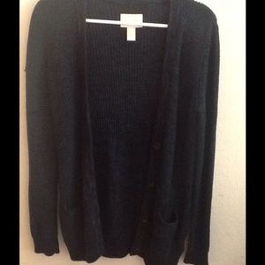 Black/green marled cardigan