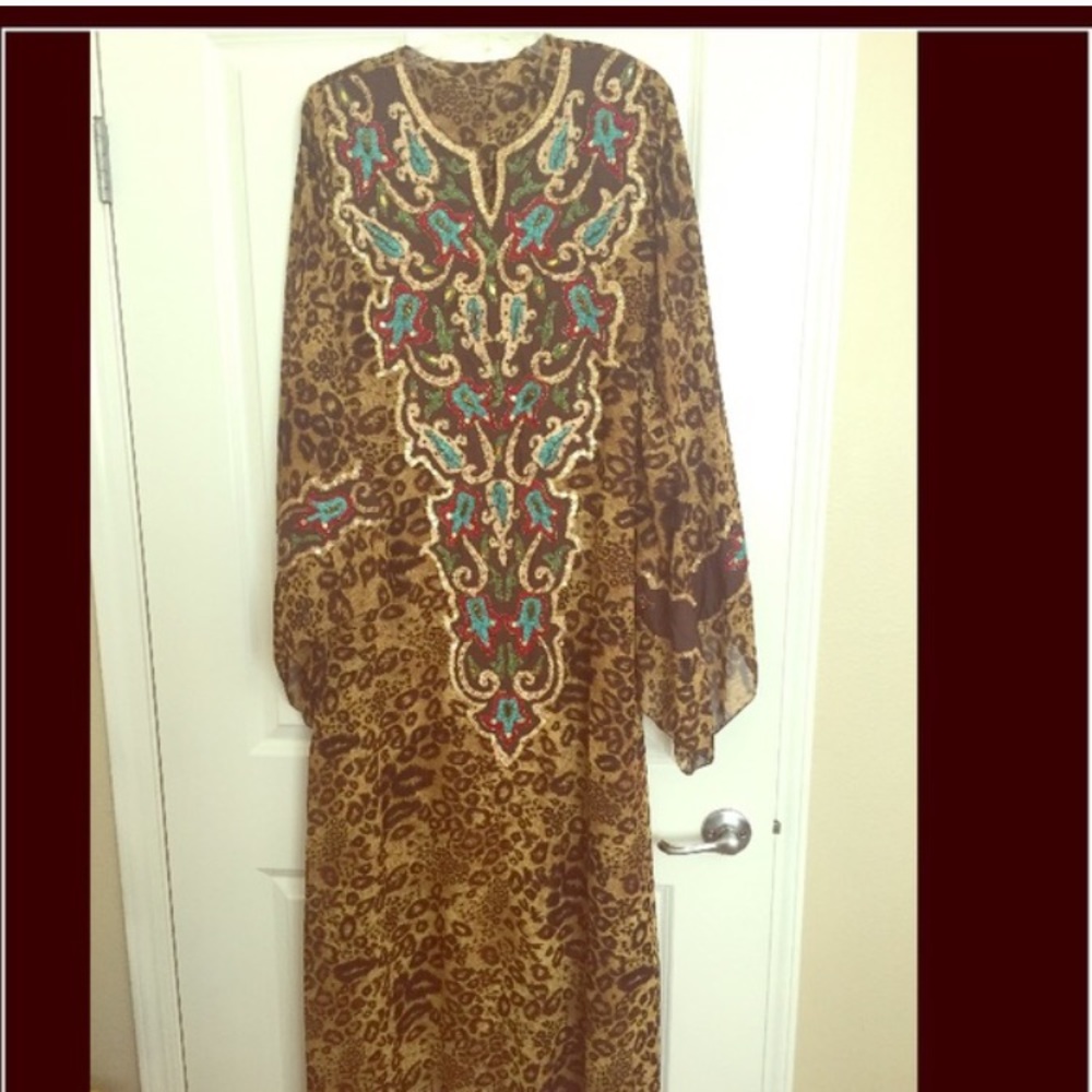 Handbeaded Leopard kaftan