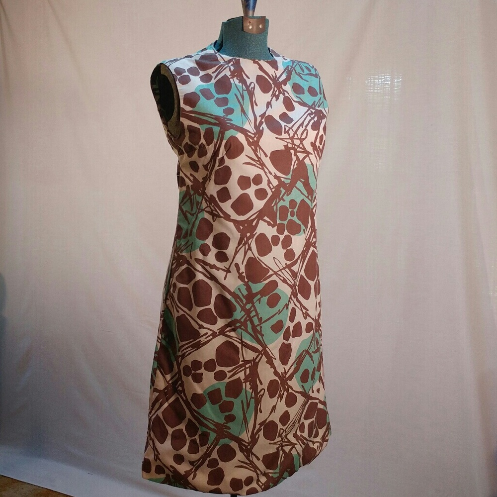 Vintage 1960s handmade cream, brown and turquoise