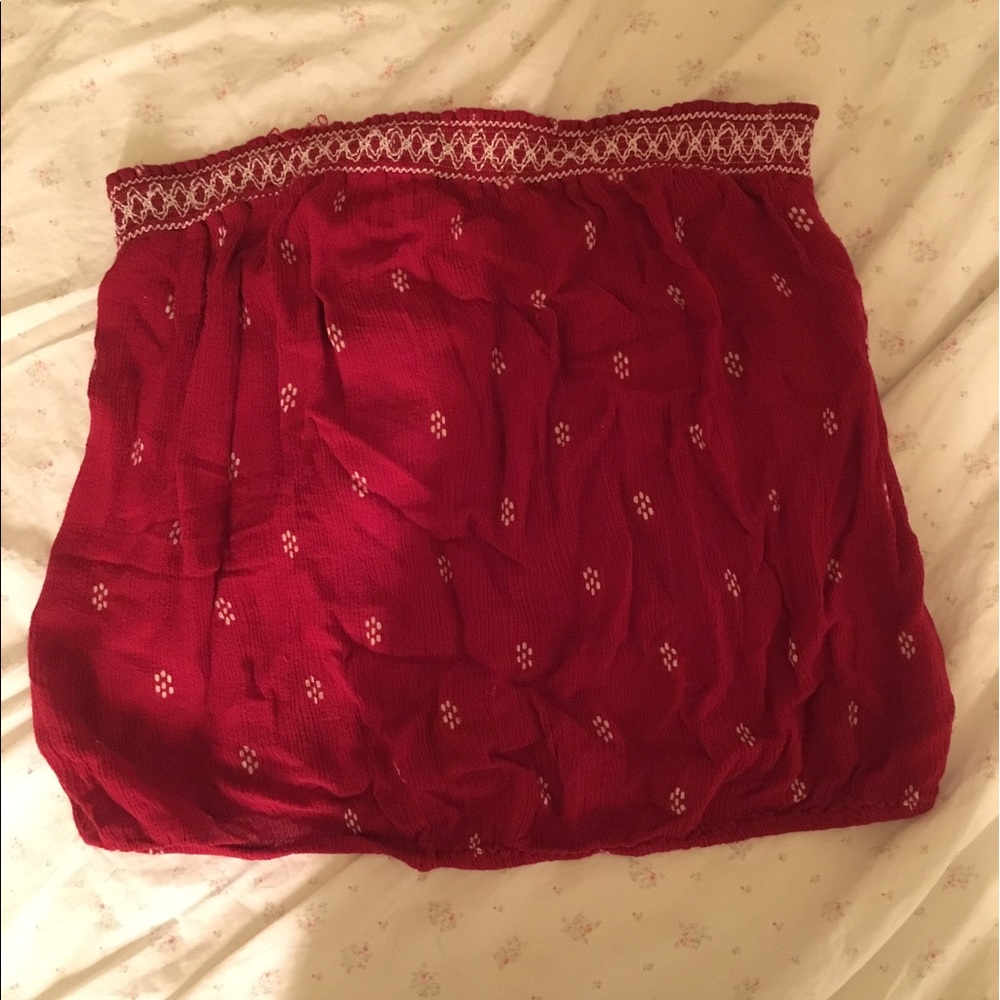 strapless red strapless free people top