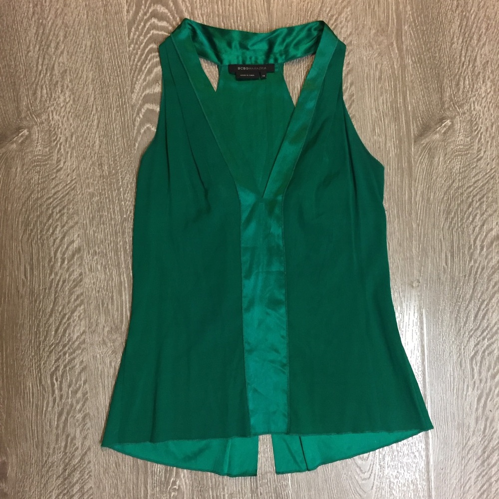 BCBG MaxAzria Green Silk Blouse
