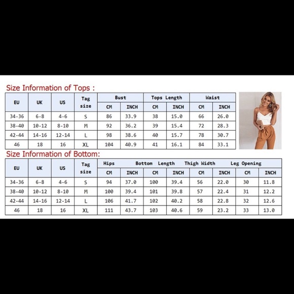 2 Pcs White Crop Top w/ Brown Tan Pants - Picture 4 of 4