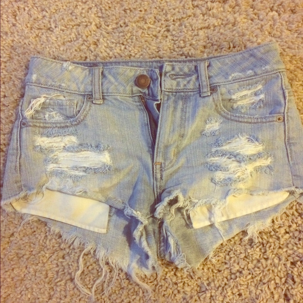 Ripped jean shorts