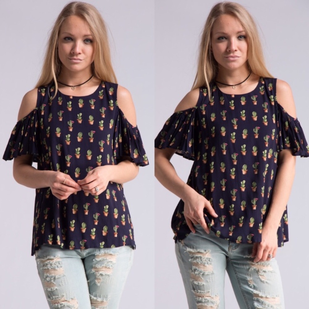 Cactus Cold Shoulder Top