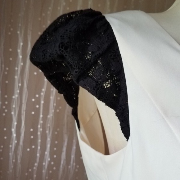 NWT Kenzie White Black Lace Beaded Ruffle Dress - Picture 5 of 8
