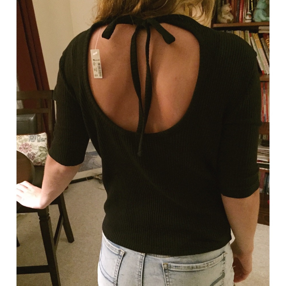 BLACK ⚫️ Madewell Ribbed Open-Back Top