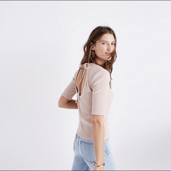 BLACK ⚫️ Madewell Ribbed Open-Back Top - Picture 4 of 8