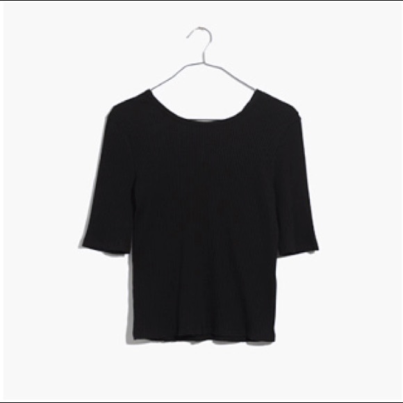 BLACK ⚫️ Madewell Ribbed Open-Back Top - Picture 3 of 8