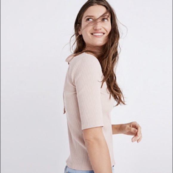 BLACK ⚫️ Madewell Ribbed Open-Back Top - Picture 7 of 8