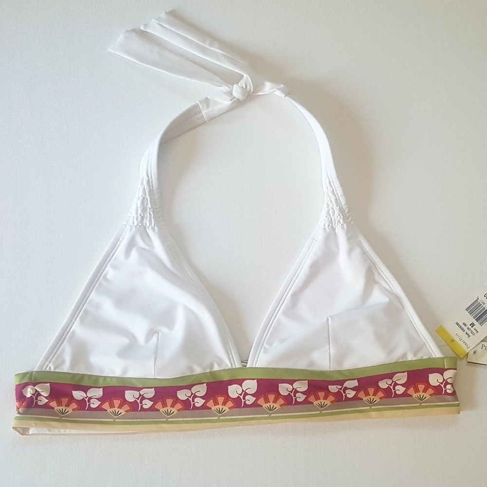 $123 NWT Perry Ellis Bikini Top White, Floral - Picture 2 of 8