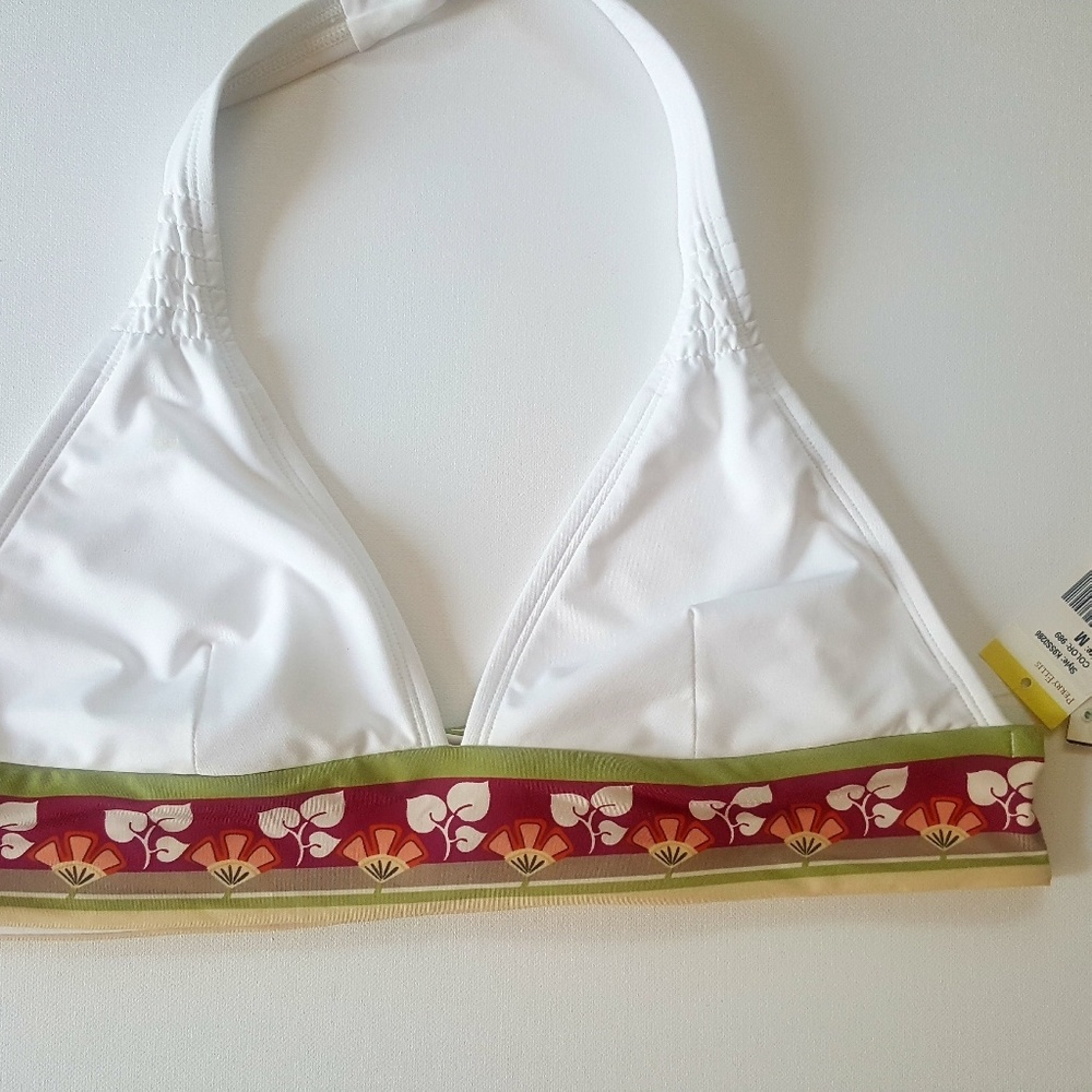 $123 NWT Perry Ellis Bikini Top White, Floral - Picture 3 of 8