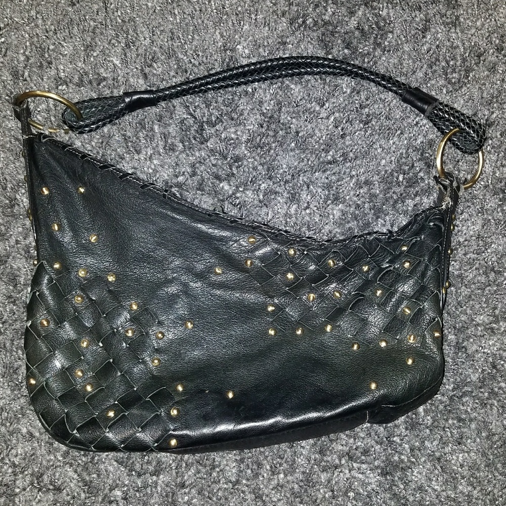 Black leather hobo bag.