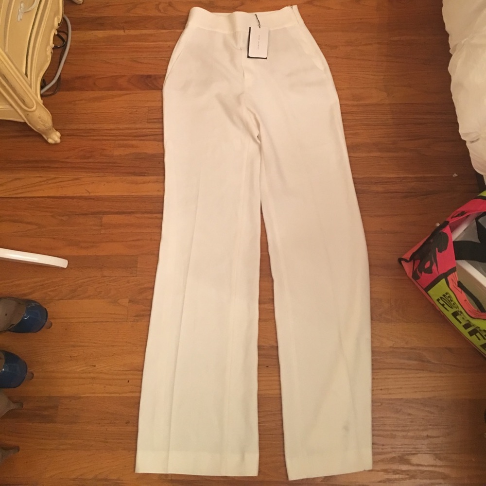 NWT Zara wide leg high waisted white pants