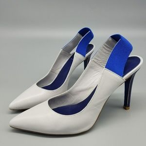 Dove Grey / Blue Slingback Pumps