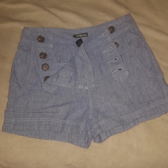 Express High Waist Linen Shorts - Picture 4 of 6
